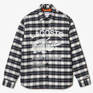 Awesome LACOSTE Branded OVERSIZE Fit PLAID SHIRT-JACKET Size S - Unisex